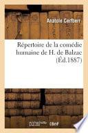 Repertoire de La Comedie Humaine de H. de Balzac