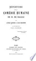 Répertoire de la comédie humaine de H. de Balzac