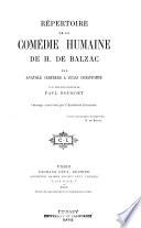 Répertoire de la Comédie humaine de H. de Balzac