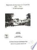 Répertoire de mariages de Gaspé-Est, 1801-1941