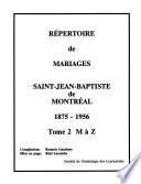 Répertoire de mariages: M à Z