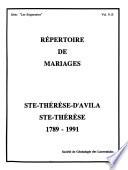 Répertoire de mariages, Ste-Thérèse-d'Avila, Ste-Thérèse