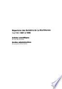 Répertoire des Bulletins de La Murithienne 1 à 116 (1861 à 1998)