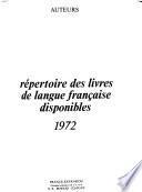 Répertoire des livres de langue française disponibles