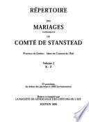 Répertoire des mariages (catholiques) du comté de Stanstead, province de Québec, dans les Cantons de l'Est