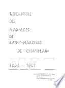 Repertoire des mariages de Saint-Narcisse de Champlain, 1854-1967