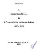 Répertoire des naissances et décès de Saint-François-Xavier de Rivière-du-Loup, 1905 à 2002
