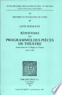 Répertoire des programmes des pièces de théâtre jouées dans les collèges en France (1601-1700)