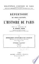 Répertoire des sources manuscrites de l'histoire de Paris