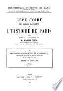 Répertoire des sources manuscrites de l'histoire de Paris