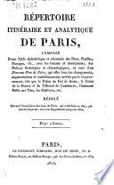 Répertoire itinéraire et analytique de Paris