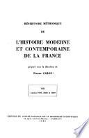 Répertoire Méthodique de l'Histoire Moderne et Contemporaine de la France