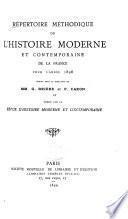 Répertoire Méthodique de l'Histoire Moderne et Contemporaine de la France