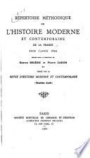 Répertoire méthodique de l'histoire moderne et contemporaine de la France pour année 1898-
