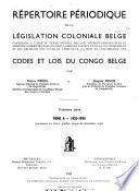 Répertoire périodique de la législation coloniale belge