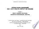 Répertoire raisonné des doctorats d'état en cours