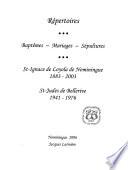 Répertoires--baptêmes, mariages, sépultures, St-Ignace de Loyola de Nominingue, 1883-2003, St-Judes de Bellerive, 1941-1976