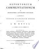 Repertorium commentationum a societatibus litterariis editarum