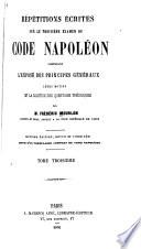 Répétitions écrites sur le premier [-troisième] examen de Code Napoléon