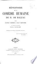 Répetoire de la Comédie humaine de H. de Balzac