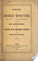 Réponse a Charles Renouvier, directeur de la Critique Philosophique