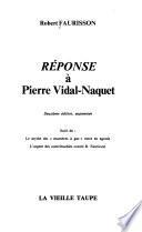 Réponse à Pierre Vidal-Naquet