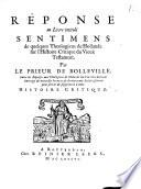 Réponse au livre intitulé Sentimens de quelques theologiens de Hollande sur l'Histoire critique du Vieux Testament
