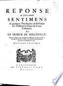 Réponse au livre intitulé Sentimens de quelques theologiens de Hollande sur l'histoire critique du Vieux Testament