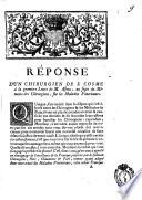 Réponse d'un Chirurgien de S. Cosme à la premiere Lettre de M. Astruc, au sujet du mémoire des chirurgiens, sur les maladies veneriennes