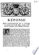 Réponse d'un Chirurgien de S. Cosme à la premiere Lettre de M. Astruc, au sujet du mémoire des chirurgiens, sur les maladies veneriennes