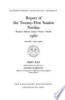 Report of the Twenty-first Session, Norden: Other subjects