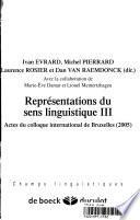 Représentations du sens linguistique III