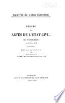 Résumé des actes de l'état civil de Pondichéry