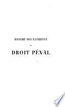 Résumé des éléments de droit pénal