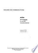 Résumés des communications de l'Association canadienne-française pour l'avancement des sciences