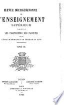 Revue bourguignonne de l'enseignement supérieur