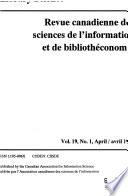 Revue Canadienne Des Sciences de L'information Et de Bibliothećonomie