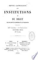 Revue catholique des institutions et du droit
