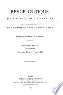 Revue critique d'histoire et de littérature