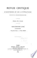 Revue critique d'histoire et de littérature
