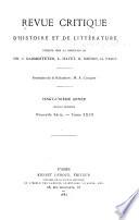 Revue critique d'histoire et de littérature