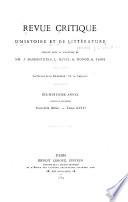 Revue critique d'histoire et de littérature
