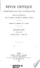 Revue critique d'histoire et de littérature