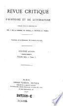 Revue critique d'histoire et de littérature