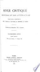 Revue critique d'histoire et de littérature, recueil hebdomadaire ...