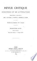 Revue critique d'histoire et de littérature, recueil hebdomadaire ...