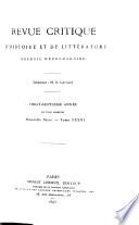 Revue critique d'histoire et de littérature, recueil hebdomadaire ...