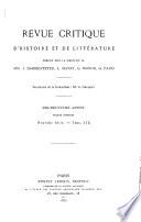 Revue critique d'histoire et de littérature, recueil hebdomadaire ...