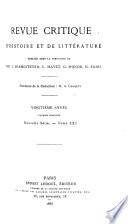 Revue critique d'histoire et de littérature, recueil hebdomadaire ...