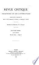 Revue critique d'histoire et de littérature, recueil hebdomadaire ...
